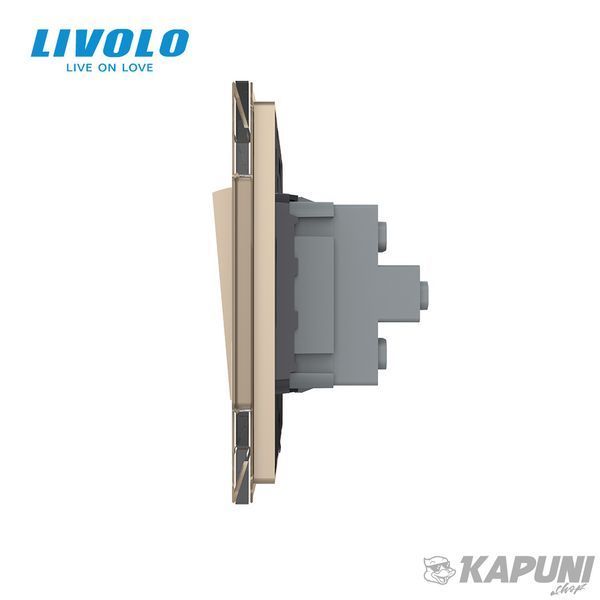 Двухклавишный проходной выключатель Livolo золотой стекло (VL-C7FCMKS-1AP) VL-C7K2S-13 фото