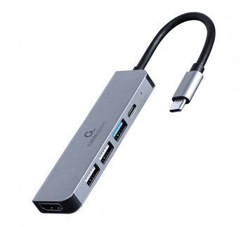 Док станция USB-C 5-в-1 (хаб/HDMI/PD), серый Cablexpert A-CM-COMBO5-03 A-CM-COMBO5-03 фото