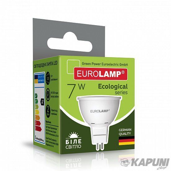 LED Лампа точкова MR16-7W-GU5.3-4000K EUROLAMP LED-SMD-07534(P) фото