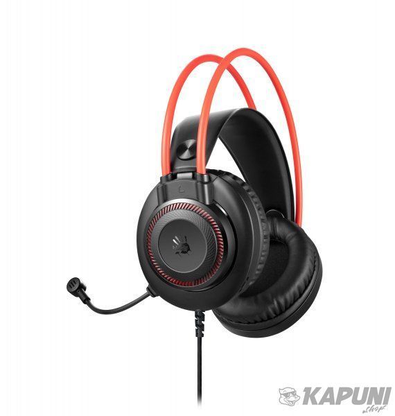 Навушники Bloody ігрові з мікрофоном, підсвічування 7 кольорів G200Q (Black+Red) 640.44 фото