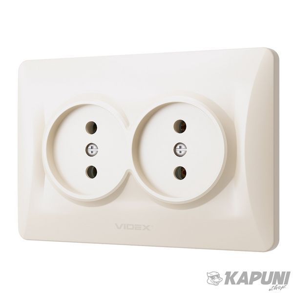 Розетка двойная кремова VIDEX BINERA, 250 V, IP20 VF-BNSK2-CR 24696 фото