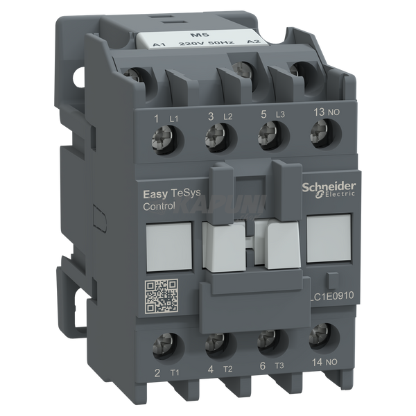 Контактор Schneider Electric трехполюсный EasyTeSys 1 нормально открытый контакт 9 А категория применения для электродвигателей 220 В переменного тока 50 гц LC1E0910M5 LC1E0910M5 фото