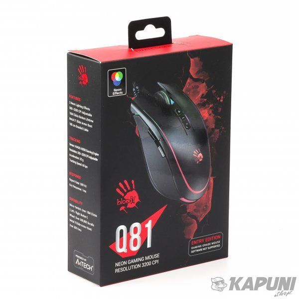 Ігрова миша Bloody Neon XGlide, оптична 3200 CPI Bloody Q81 Bloody Curve Q81 Bloody Curve фото