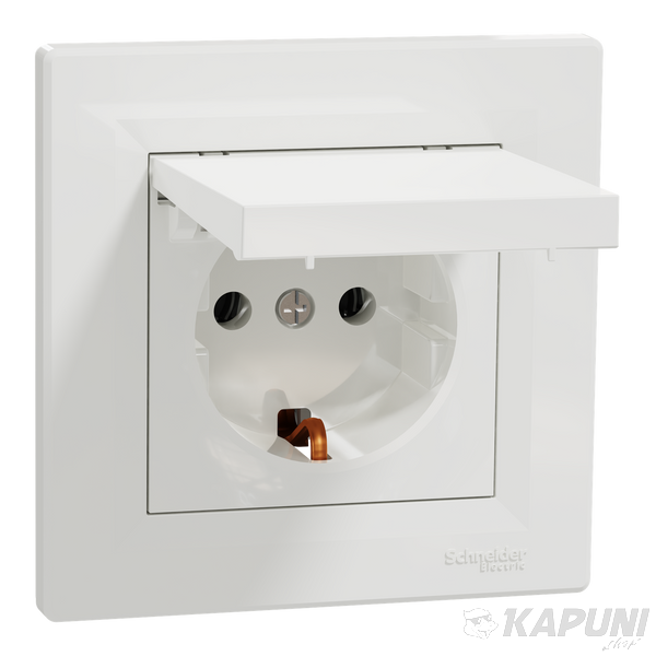 Розетка Schneider Electric Asfora с крышкой с заземлением белая EPH3100121 EPH3100121 фото