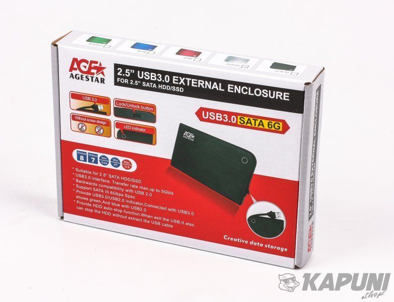 Внешний карман 2.5", USB 3.0, синий Agestar 3UB 2A14 (Blue) 3UB 2A14 (Blue) фото
