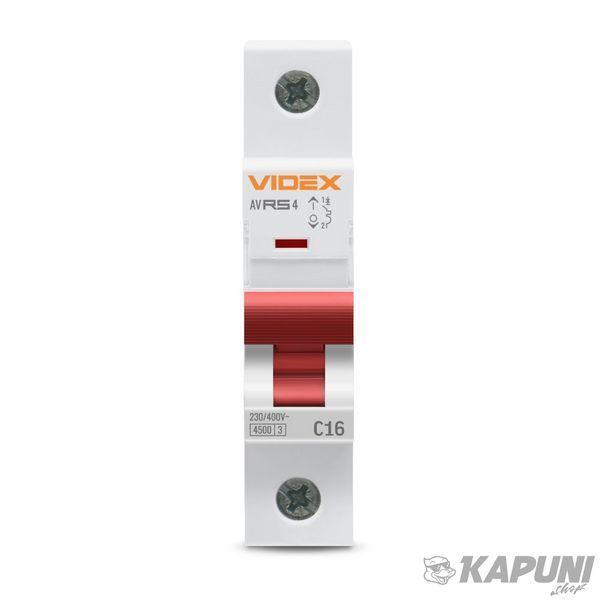 Автоматический выключатель RS4 1п 16А С 4,5кА VIDEX RESIST VF-RS4-AV1C16 26504 фото