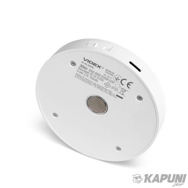 LED светильник аккумуляторный с датчиком руху VIDEX, 30 Lm, 3000/4000/6500K, Li-pol 3.7V 750mAh встроенный VL-NL105W 28975 фото