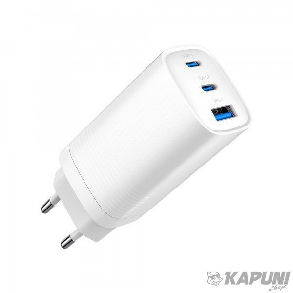 Мережевий зарядний пристрій Gembird 1xUSB-A (QC3.0 27W)+2xType-C (PD 65W), білий TA-UC-PDQC65-01-W TA-UC-PDQC65-01-W фото