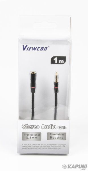 Аудіо-кабель VA 111, 3.5 мм. стерео папа/3.5мм стерео мама, довжина 1 м. Viewcon VA111 VA111 фото