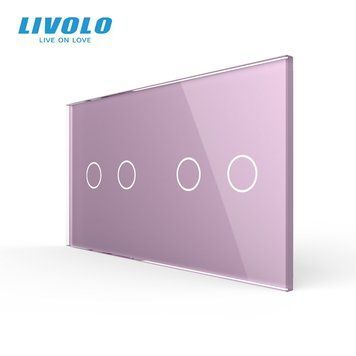 Панель для сенсорного вимикача 4 сенсори (2-2) Livolo рожевий скло (C7-C2/C2-17) C7-C2/C2-17 фото
