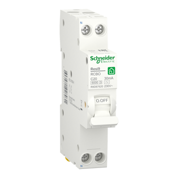 Дифференциальный автоматический выключатель Schneider Electric Resi9 6kA 1M 1P+N 20A C 30mA АC R9D87620 R9D87620 фото