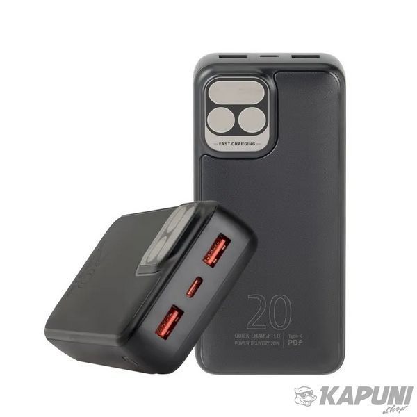 Портативний зарядний пристрій RIVACASE RIVAPOWER VA2521 20000 mA QC/PD 22,5 Вт (Black) 789.24 фото