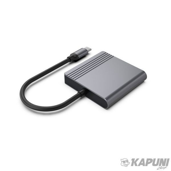 Док станция USB-C 2-в-1 (HDMI/DP), серый Cablexpert A-CM-HDMIFDPF-01 фото