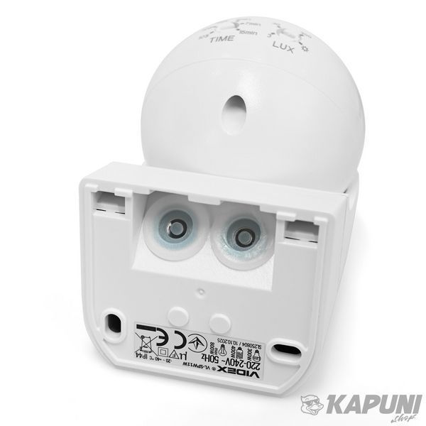 Датчик руху и освітленості VIDEX 220V 800W IP44 інфрачервоний белый VL-SPW11W 28933 фото