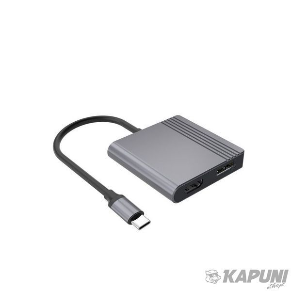 Док станция USB-C 2-в-1 (HDMI/DP), серый Cablexpert A-CM-HDMIFDPF-01 фото