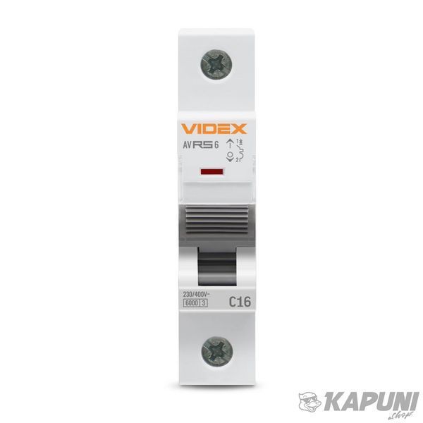 Автоматический выключатель RS6 1п 16А 6кА С VIDEX RESIST VF-RS6-AV1C16 26547 фото