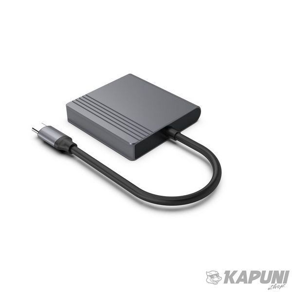 Док станция USB-C 2-в-1 (HDMI/DP), серый Cablexpert A-CM-HDMIFDPF-01 фото