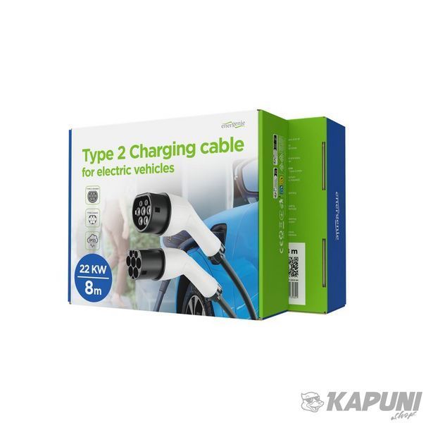 Зарядный кабель для электромобиля Type 2,16А, 1-фазный 8 метра EnerGenie EV-T2MF-3.7KW-8M фото