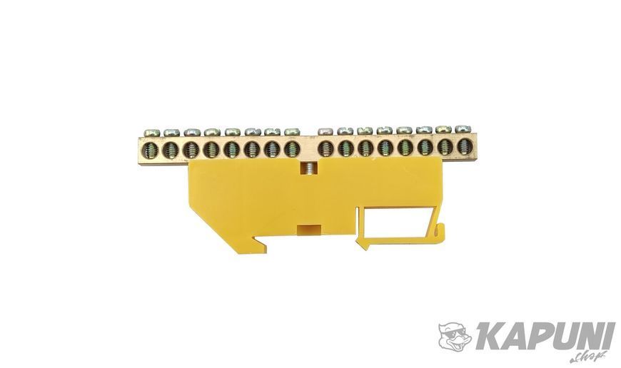 Шина ізольована &laquo;N/PE&raquo; на DIN-рейку ШЛІ6х9-16 жовта TNSy TNSy5503129 фото