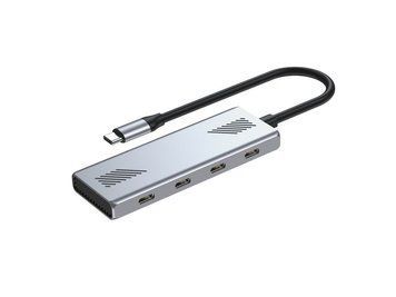 Хаб на 4 порта USB-С 3.2, металл, серебристый Gembird UHB-CM-U310-C4-01 фото