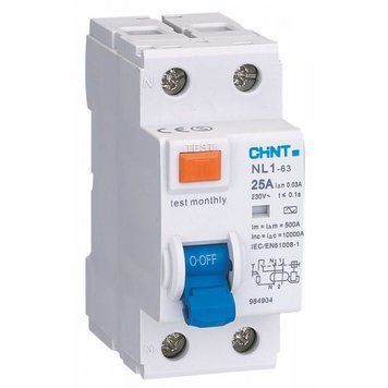 Устройство защитного отключения Chint RCCB NL1-63 2P 25A 30mA тип АС 6kA DB 200212 фото