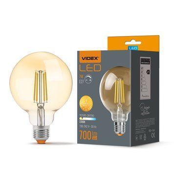 LED лампа VIDEX Filament G95FAD 7W E27 2200K дімерна бронза VL-G95FAD-07272 23977 фото