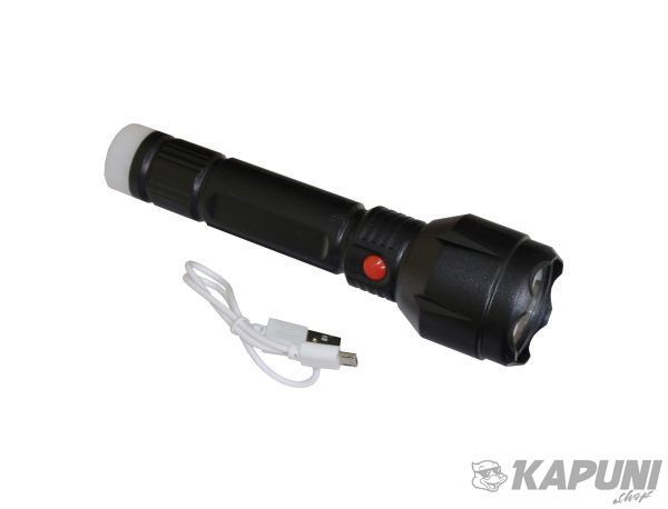 Фонарь аккумуляторный ручной LED FL5 1+1W 6500K 3/4H 100L bat: 3,7V 1,2A Black TNSy TNSy5001244 фото