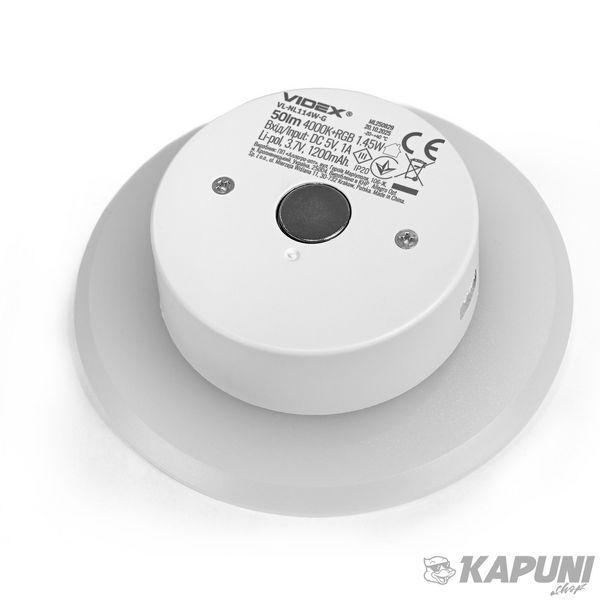 LED светильник аккумуляторный с датчиком руху VIDEX, 50 Lm, 4000K + RGB, Li-pol 3.7V 1200mAh встроенный VL-NL114W-G 28976 фото