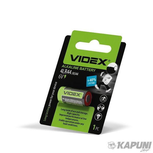 Батарейка лужна VIDEX 4LR44/A544 1 шт. BLISTER, 6 V 4LR44/A544 1B 25723 фото