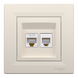 Компьютерная/телефонная розетка Schneider Electric Asfora RJ45/RJ12 кат. 5Е UTP кремовая EPH4900123 EPH4900123 фото 1