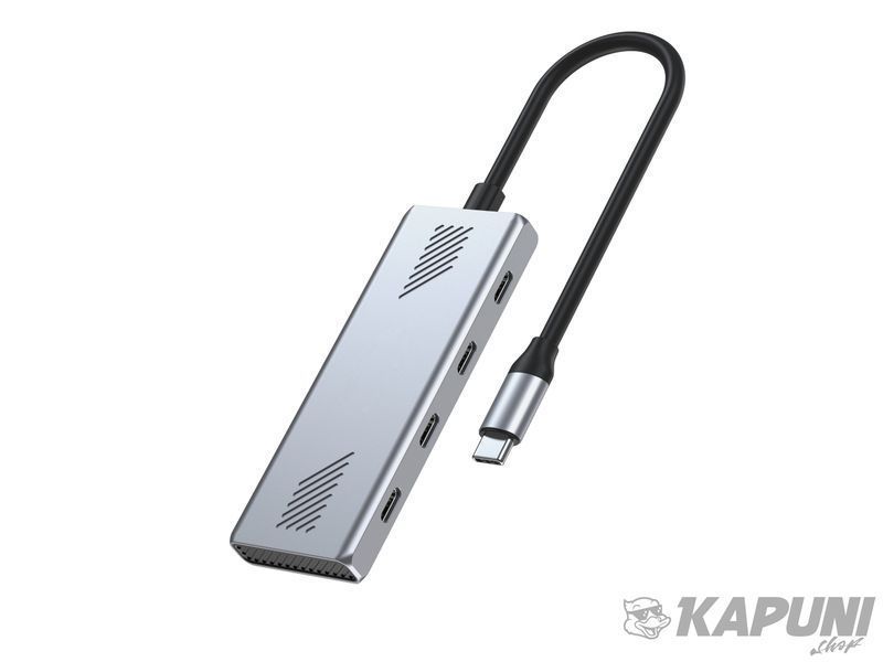 Хаб на 4 порти USB-С 3.2, метал, сріблястий Gembird UHB-CM-U310-C4-01 фото
