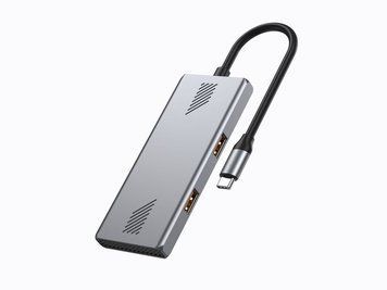 Хаб на 4 порта 2xUSB 3.2,2xUSB-C, металл, серебристый Gembird UHB-CM-U310-A2C2-01 фото