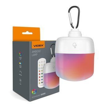 LED Світильник акумуляторний сенсорний з пультом VIDEX, 250 Lm, 3000/4000/6500K, RGB, Li-ion 3.7V 4000mAh вбудований VL-NL103W-R 28974 фото