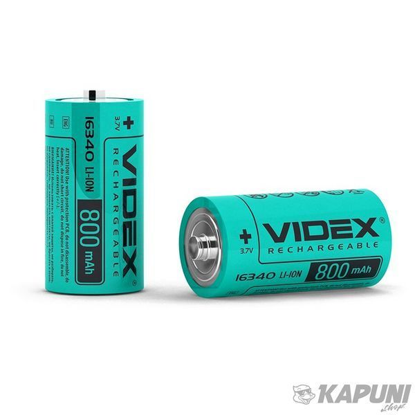 Аккумулятор VIDEX літій-іонний 16340 (без захисту) 800mAh bulk/1 шт. 16340/800/1B 23809 фото