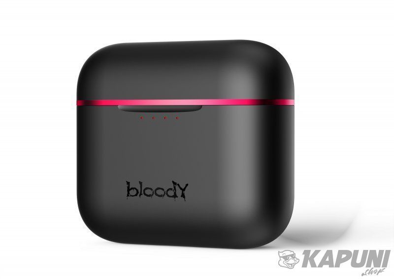 Навушники вакуумні вкладиші, бездротові, бездротова зарядка Bloody M90 Bloody (Black+Red) #N/A фото
