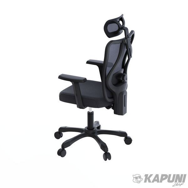 Крісло офісне ергономічне, дихаючий текстиль, чорний Maxxter OC-ONYX фото