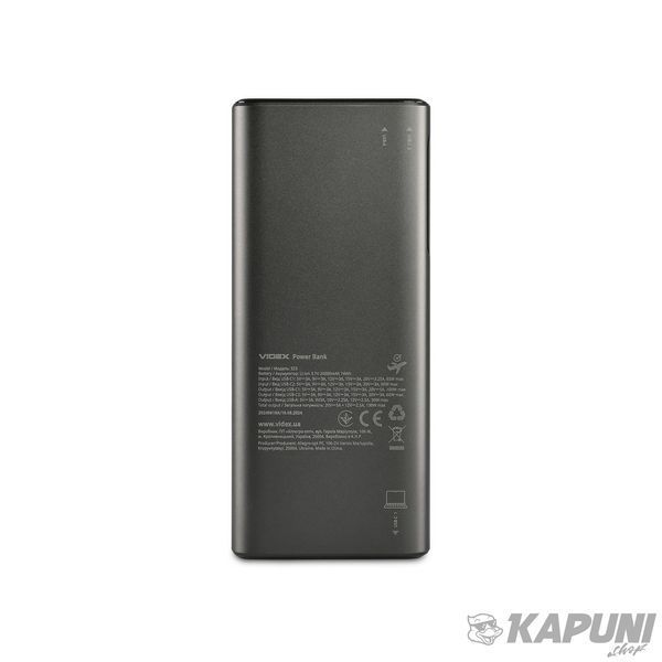 Повербанк 20000mAh VIDEX VPB-323 130W PD100W +Display VPB-323-B 28290 фото
