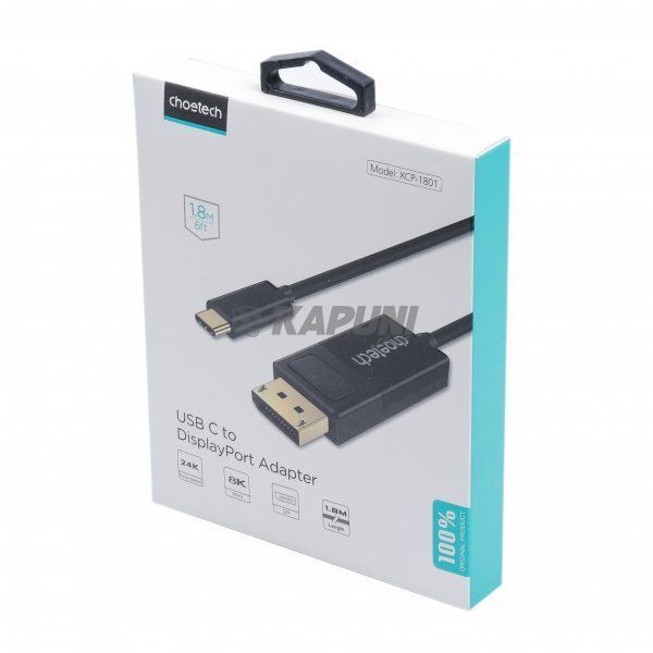 Кабель USB-C на DisplayPort, 8K 60 Гц, 1,8м Choetech XCP-1801BK XCP-1801BK фото