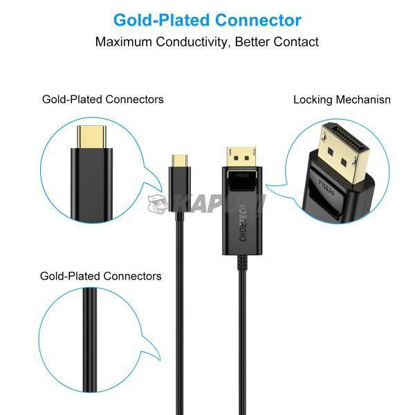 Кабель USB-C на DisplayPort, 8K 60 Гц, 1,8м Choetech XCP-1801BK XCP-1801BK фото