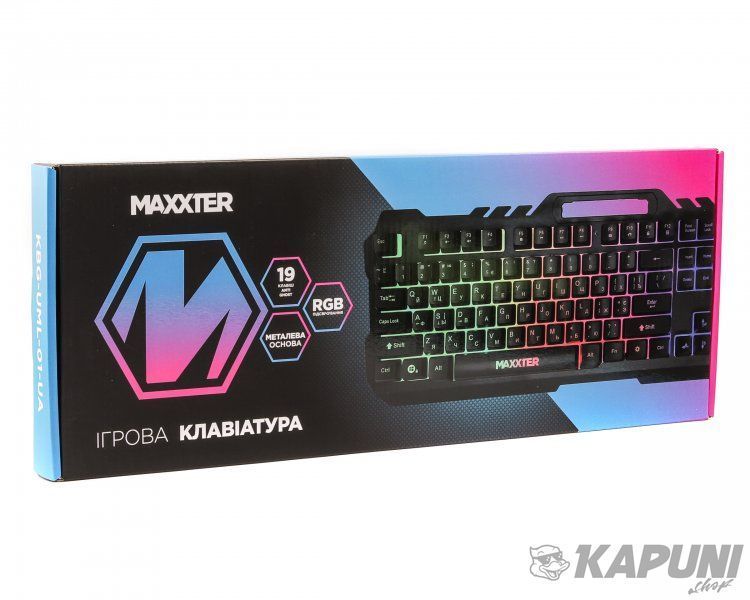 Ігрова дротова клавіатура, 19-keys Anti-Ghosting, метал, чорний Maxxter KBG-UML-01-UA KBG-UML-01-UA фото