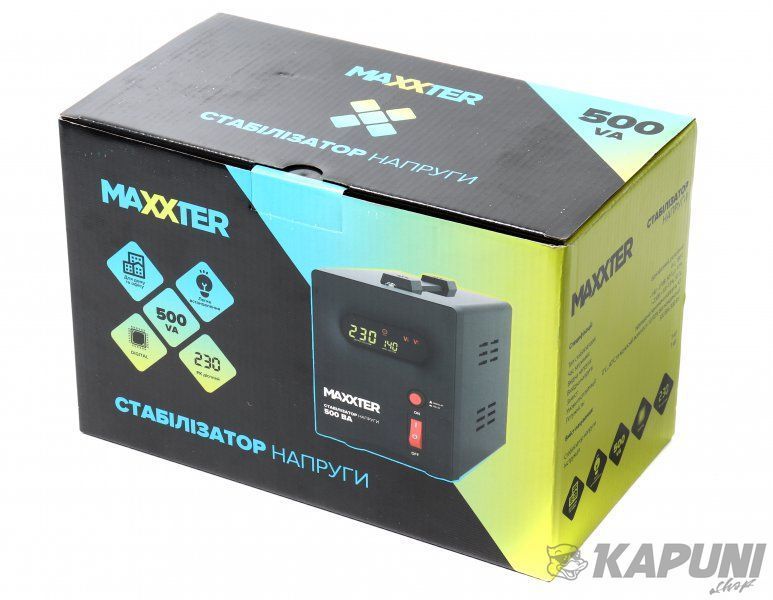 Стабілізатор напруги 230 В, 500 ВА Maxxter MX-AVR-S500-01 MX-AVR-S500-01 фото