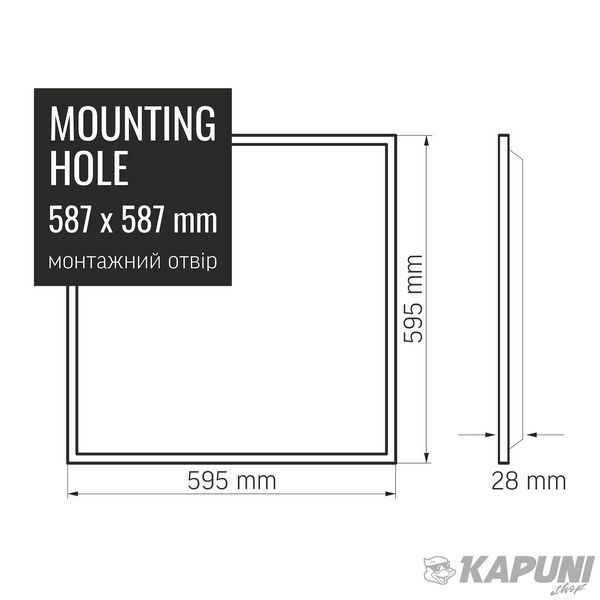 LED панель VIDEX 60W 6000K 220V матова VL-Pb606W 25809 фото