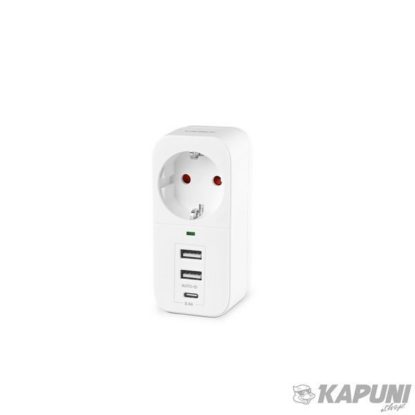 Мережевий адаптер VIDEX ONCORD с/с 1п 2.4A 2USB+USB-C White VF-AD1G2U1C-W 27697 фото