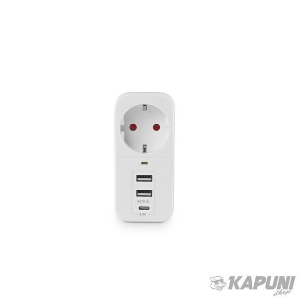Мережевий адаптер VIDEX ONCORD с/с 1п 2.4A 2USB+USB-C White VF-AD1G2U1C-W 27697 фото