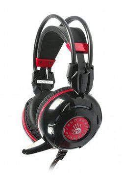 Навушники ігрові з мікрофоном, неонове підсвічування Bloody G300 Bloody (Black+Red) G300 Bloody (Black+Red) фото