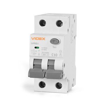Диференційний автомат VIDEX RESIST АС 2п 30мА 6кА 10А VF-RS6-DA2AC10 27117 фото