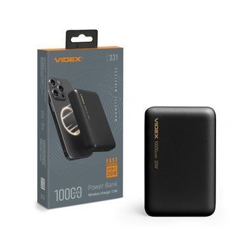 Повербанк з бездротовою зарядкою 10000mAh VIDEX VPB-331 PD20W Black VPB-331-B 29168 фото