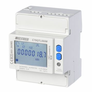Счетчик FRER на DIN-рейку LCD 3Ф 4-проводный 400 В 80 А MID, RS-485 C70QTL080M4CAD C70QTL080M4CAD фото