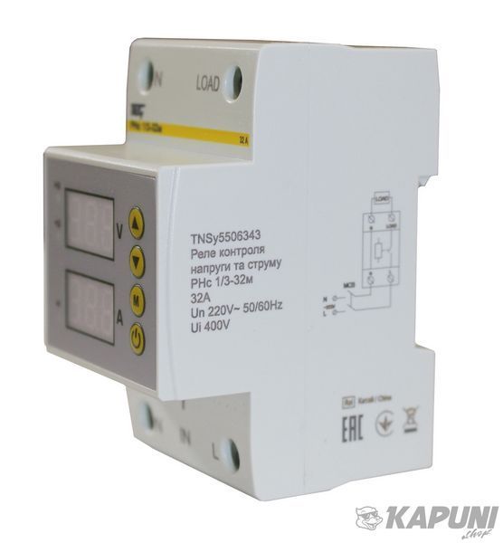Реле РНс1/3-32м 1ф 32А 3мод. 120/300В контроль напряжения и тока TNSy TNSy5506343 фото