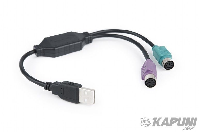 Перехідник USB А-тато / 2хPS/2, 30 см Cablexpert UAPS12-BK фото